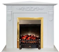Каминокомплект RealFlame Dominica Corner STD/EUG WT с очагом Fobos Lux Brass S